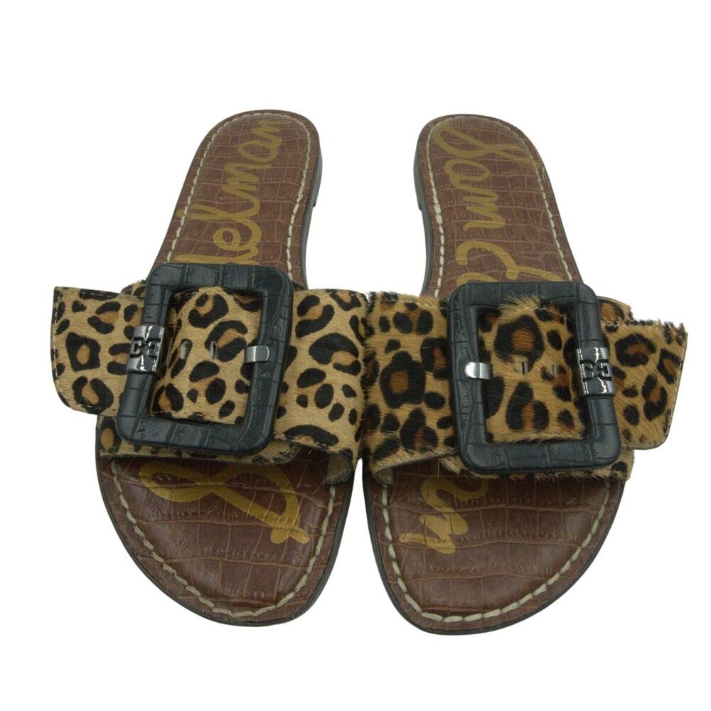 Sam Edelman Gaige Flat Sandals Cheetah Print Haircalf | Women’s 8.5